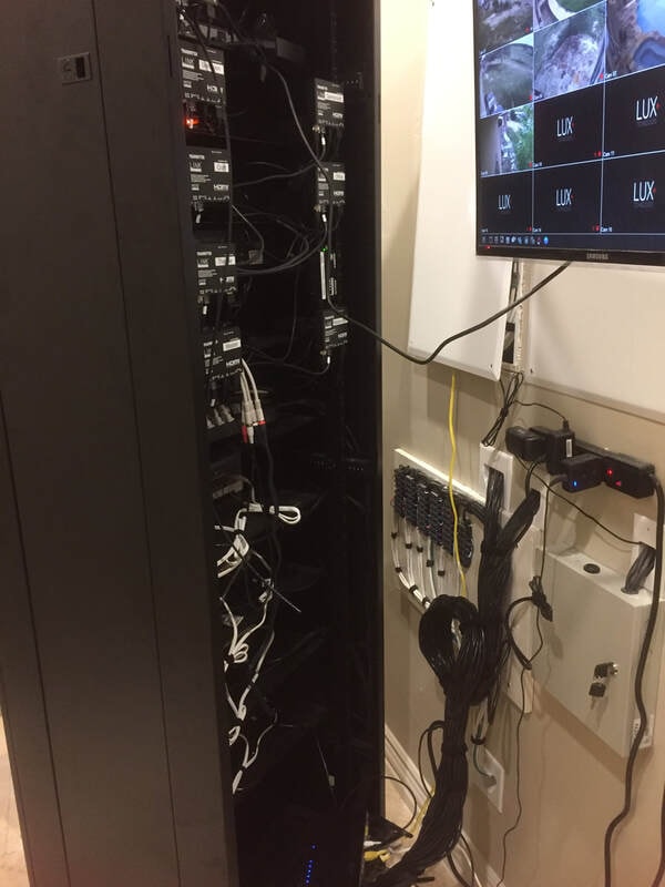Professional AV equipment rack installed by S&G Technologies